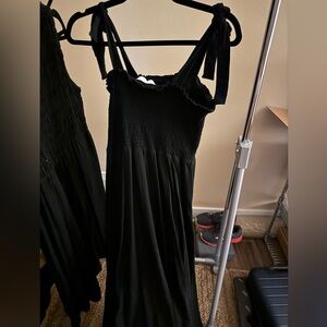 Tie Shoulder Maternity Smocked Dress